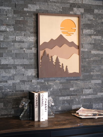 Layered Mountain Wooden Wall Decor: Add Warmth to Your Home
